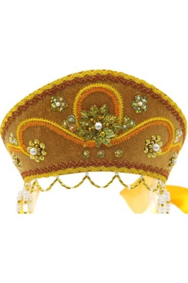 Women's Traditional Headdress Kokoshnik - Mustard Yellow