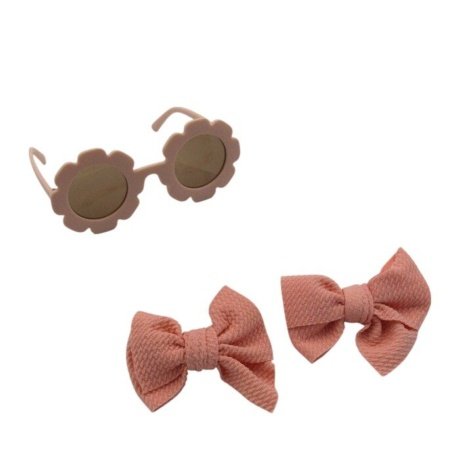 Dana Glasses and Bow Barrette Clip Set For Babies and Girls - Peach
