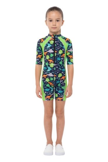 Dinosaur Boys/Girls Kids Swim Suit - One Piece Blue
