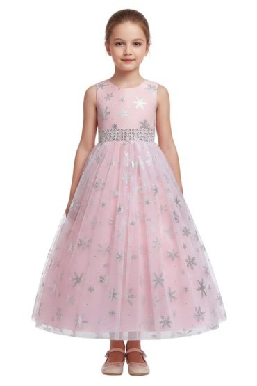 Snowflakes long maxi dress Peach