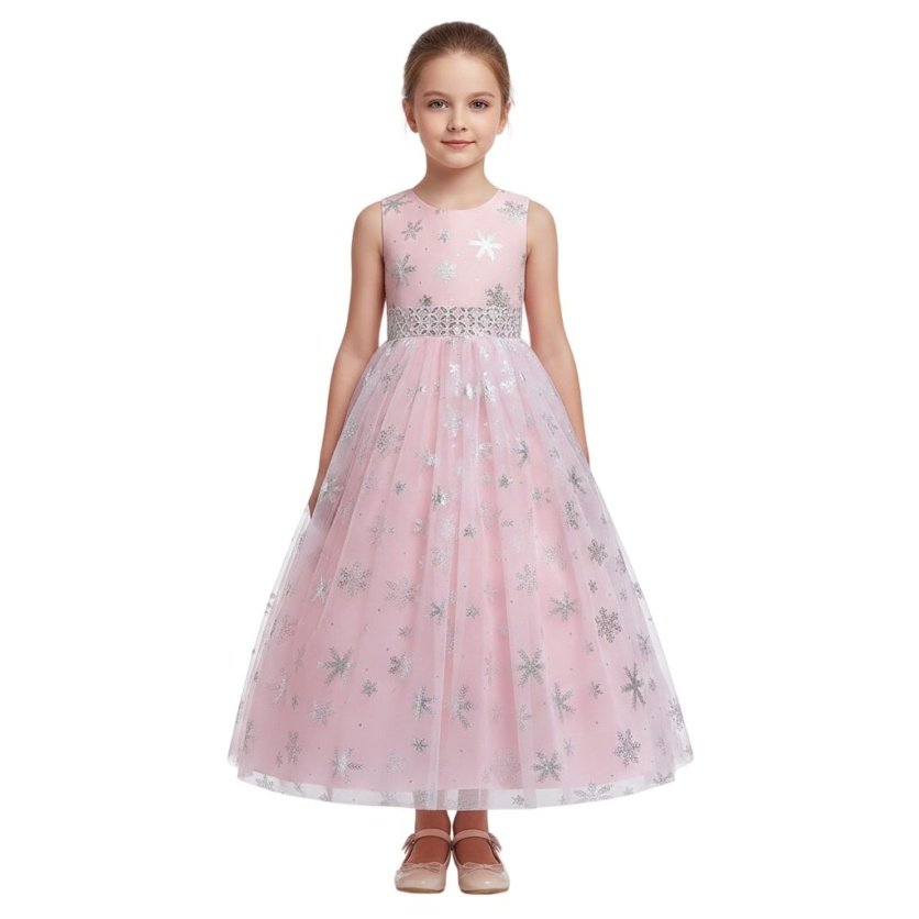 Snowflakes long maxi dress Peach