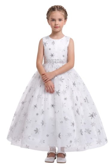 Snowflakes long maxi dress White