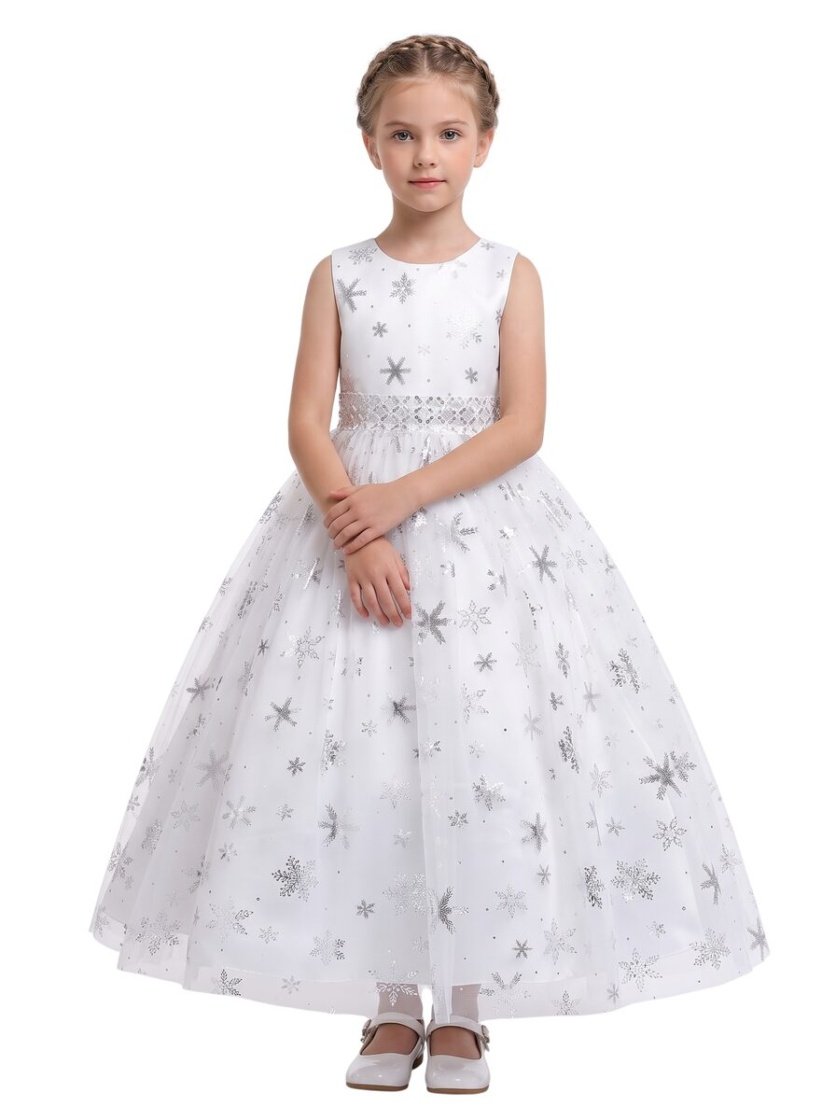Snowflakes long maxi dress White