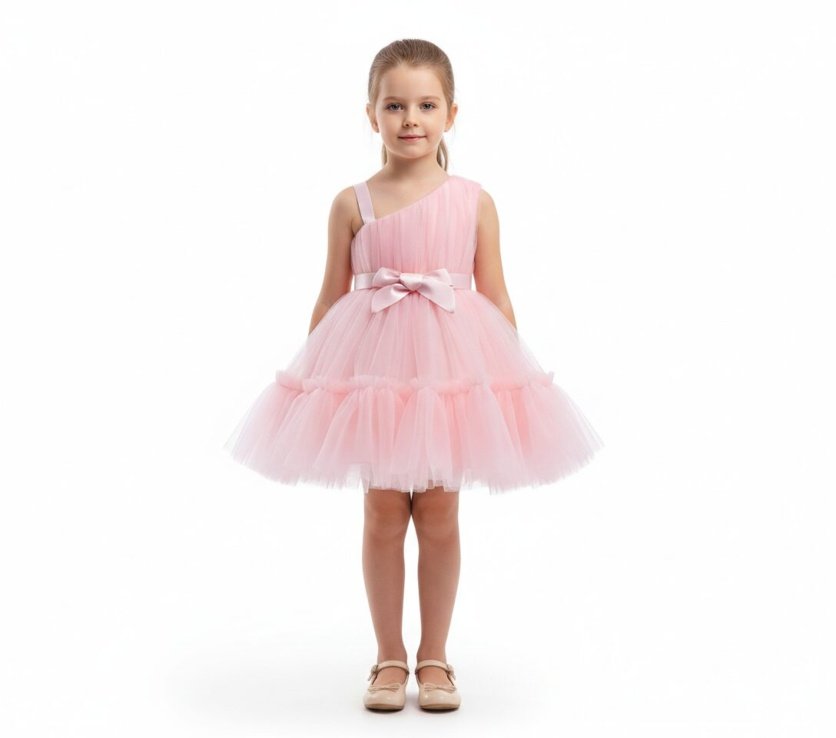 Strap Sleeve Baby Pink Party Dress