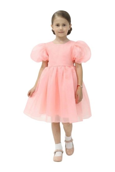 Tulle Volume Dress Pink with Green Bow
